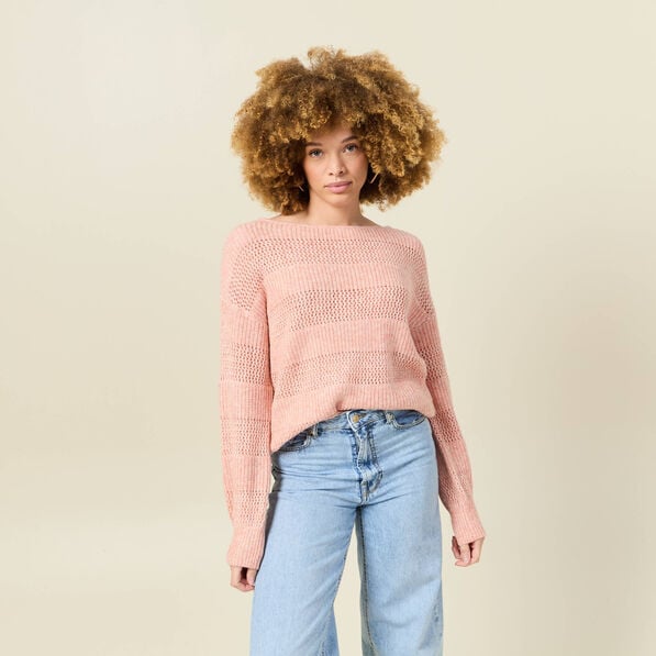 pull manches longues rose saumon femme Pull manches longues rose saumon femme
