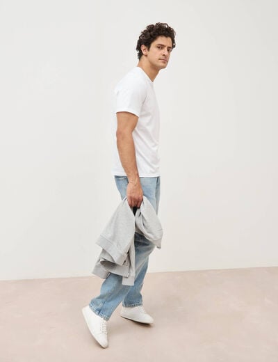 T-shirt en coton manches courtes blanc homme