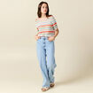 Pull manches courtes violet clair femme