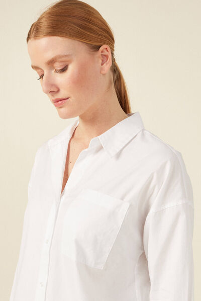 Chemise manches longues blanc femme
