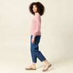 Gilet ajour&eacute; col V manches longues rose pastel femme