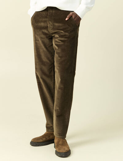 Pantalon droit en velours longueur 32 taupe homme