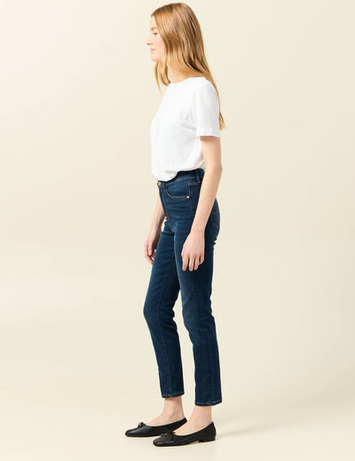 Jeans slim taille haute 7/8ème denim brut femme