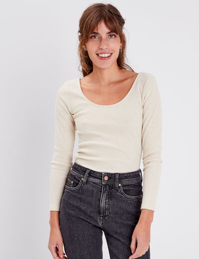 T-shirt manches longues ecru femme