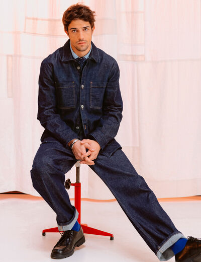 Surchemise en jeans manches longues denim brut clean homme