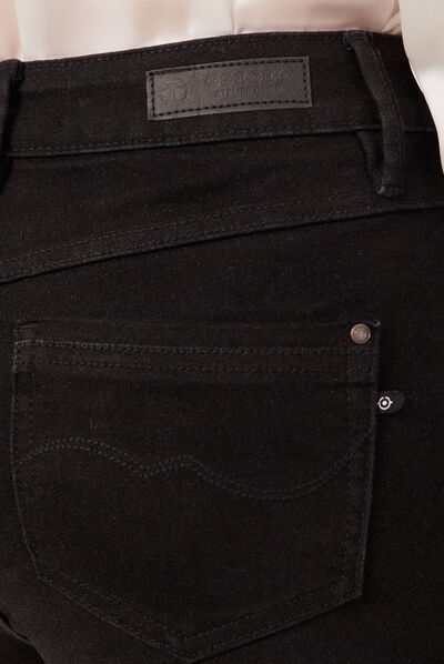 Jeans slim taille haute denim noir femme