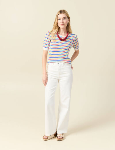 Pull manches courtes vert clair femme