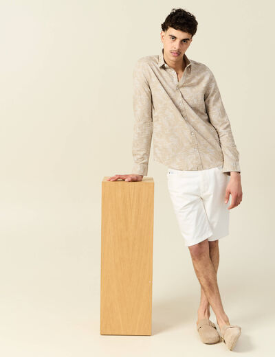 Chemise manches longues beige homme