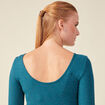 T-shirt manches longues brillant bleu canard femme