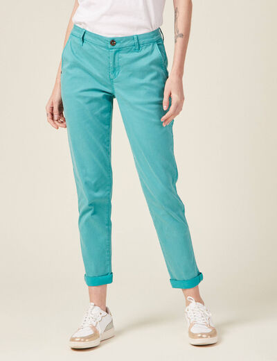 Pantalon chino Instinct bleu turquoise femme