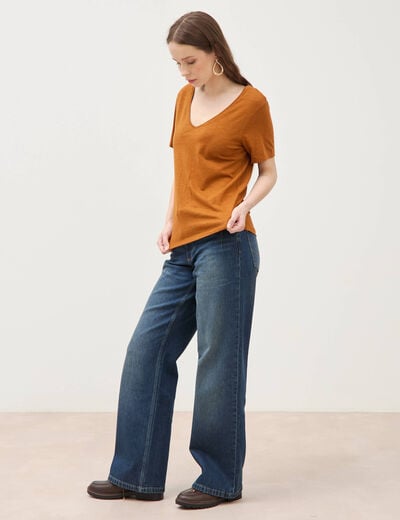 T-shirt manches courtes camel femme