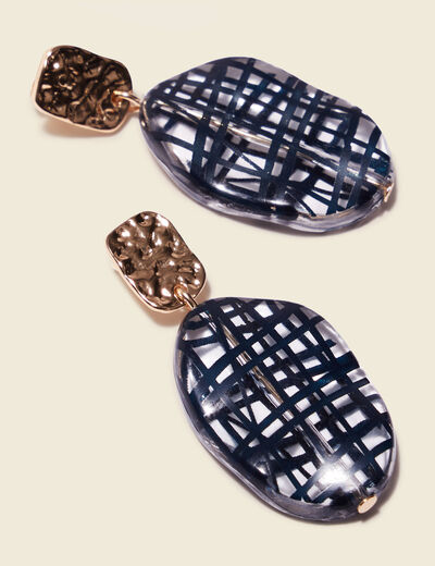 Boucles d'oreilles pendantes bleu foncé femme