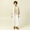Pull manches longues col rond &agrave; sequins creme femme