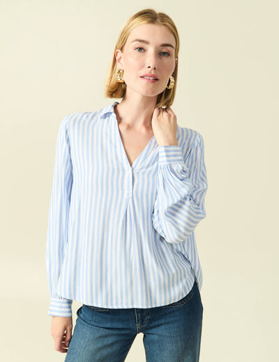 Blouse manches longues bleu femme