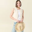 Gilet droit court sans manches creme femme