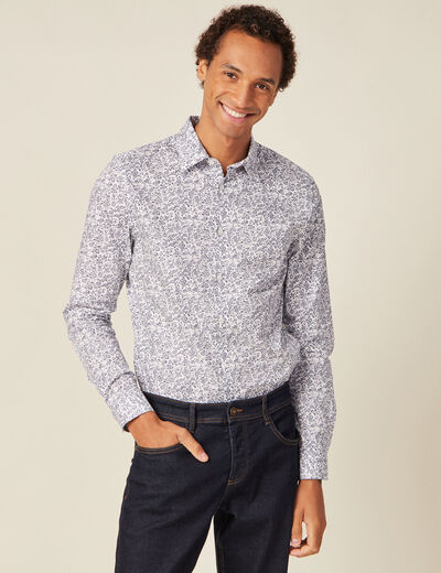 Chemise en coton manches longues blanc homme