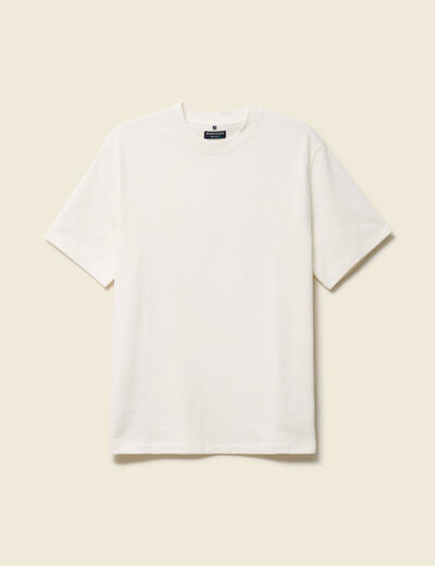 T-shirt ample col rond coton ecru homme