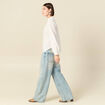 Blouse col mao manches longues en coton ecru femme