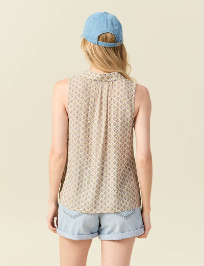 Blouse sans manches blanc femme