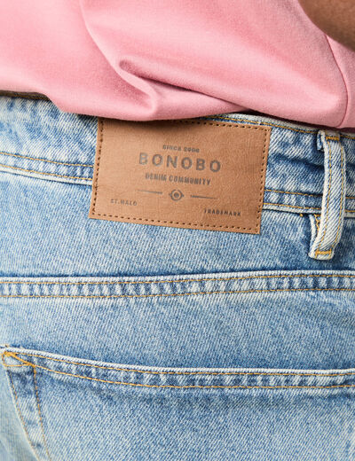 Jeans straight longueur 32 en coton denim stone homme