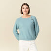 Pull manches longues col rond gris femme