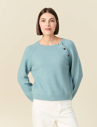 Pull manches longues col rond gris femme