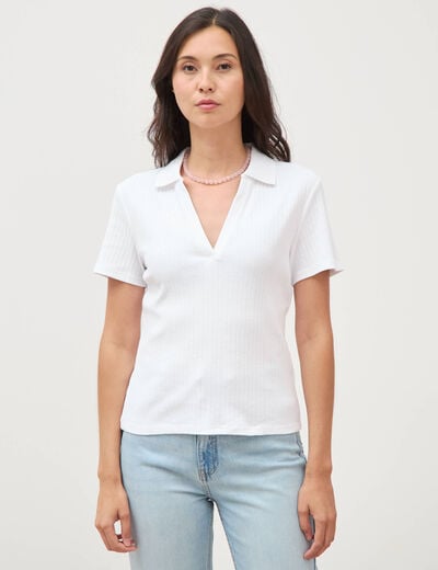 Polo manches courtes blanc femme