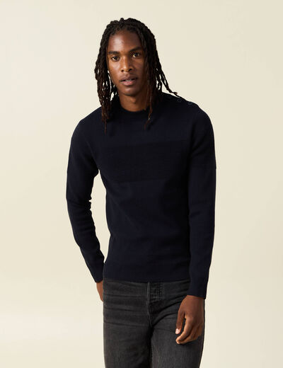 Pull éco-responsable bleu foncé homme