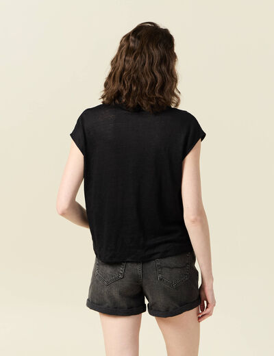 Polo manches courtes noir femme