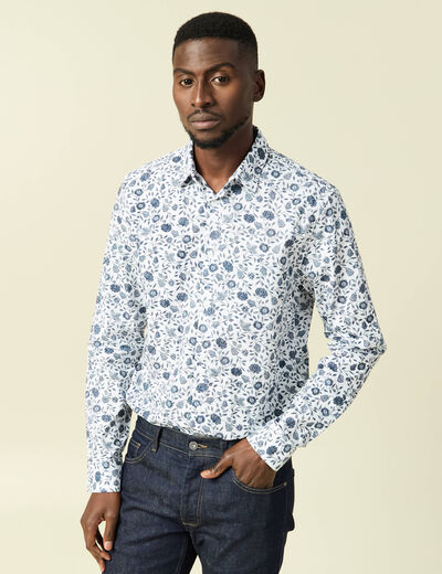 Chemise en coton manches longues blanc homme