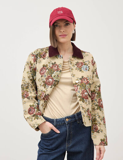 Veste manches longues doubl&eacute;e beige femme