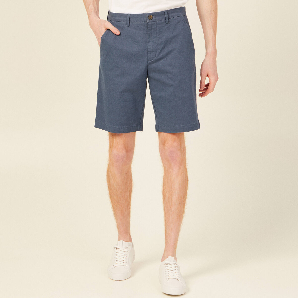 Bermuda droit éco-responsable bleu gris homme