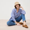Jeans girlfriend taille haute denim stone femme