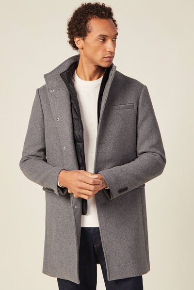 Pardessus droit boutonné gris foncé homme