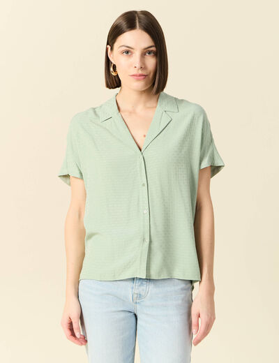Chemise manches courtes vert olive femme