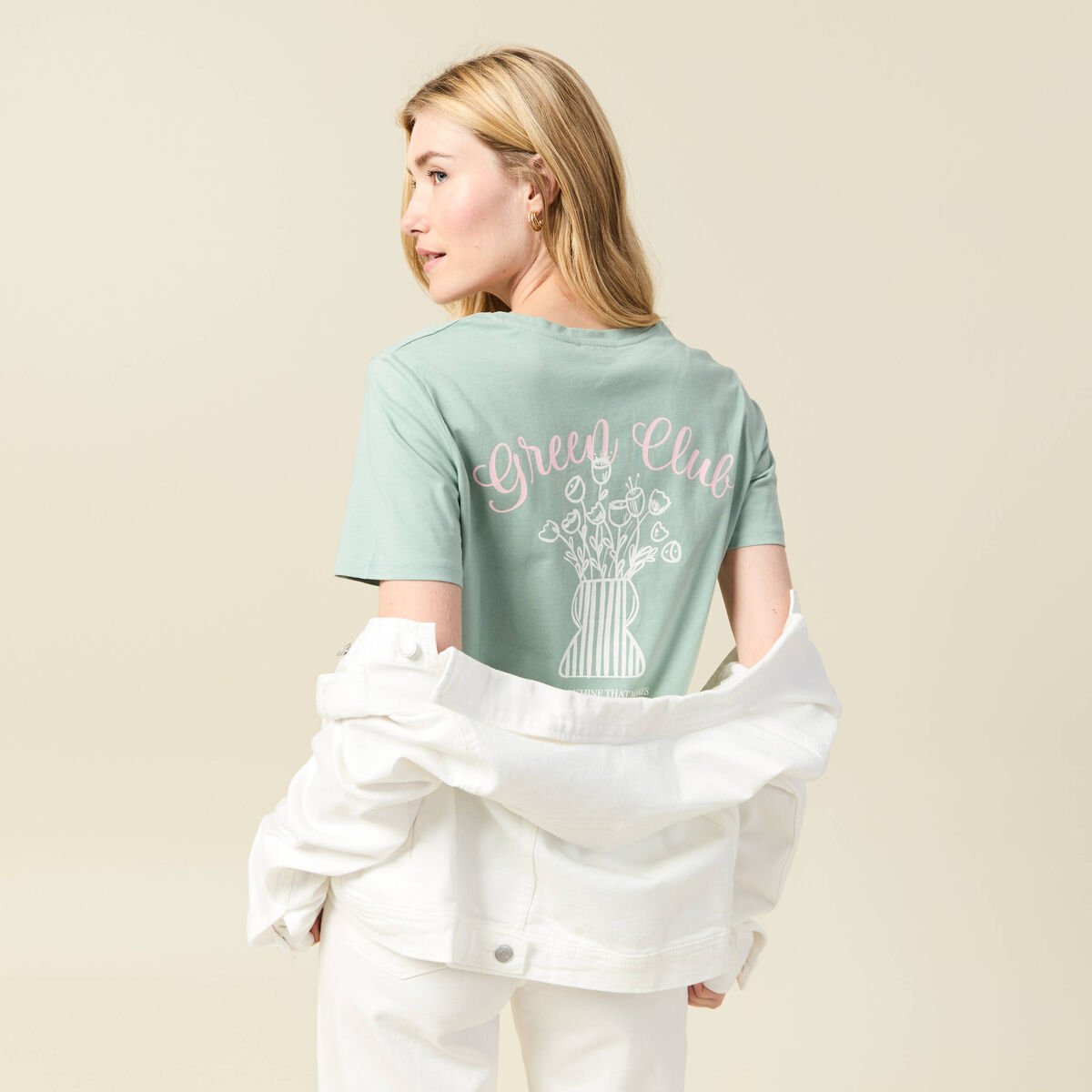 T-shirt manches courtes vert pastel femme