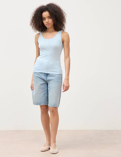 D&eacute;bardeur cintr&eacute; d&eacute;collet&eacute; sans manches bleu ciel femme