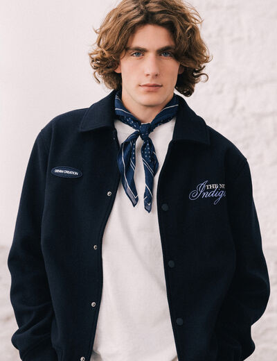 Blouson col classique manches longues bleu marine homme