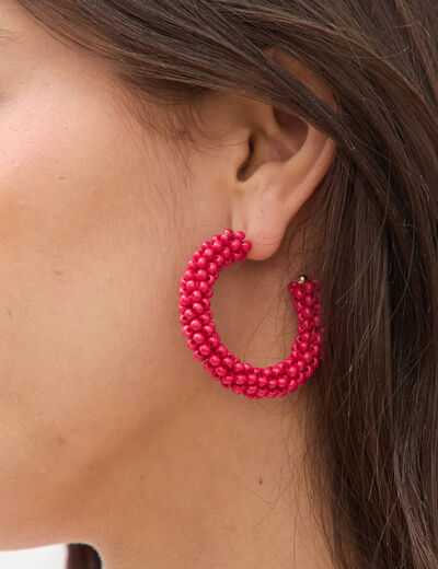 Boucles d'oreilles cr&eacute;oles rose femme