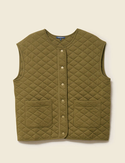 Gilet sans manches vert kaki femme