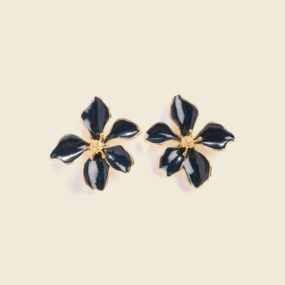 Boucles d'oreilles fleurs bleu canard femme