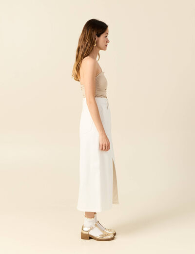 Bustier cropped côtelé beige femme