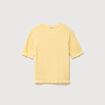 Pull droit col rond manches courtes jaune clair femme