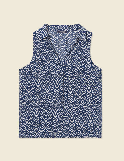 Blouse sans manches bleu femme