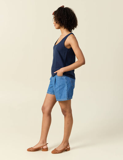 Débardeur sans manches bleu marine femme