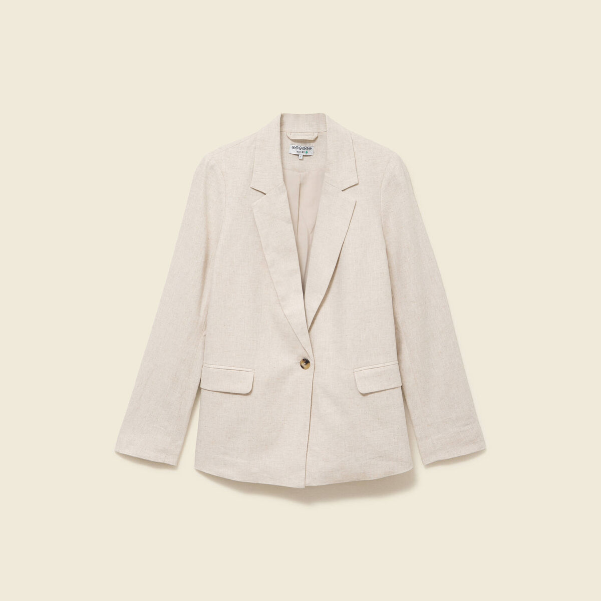 Blazer manches longues col tailleur sable femme