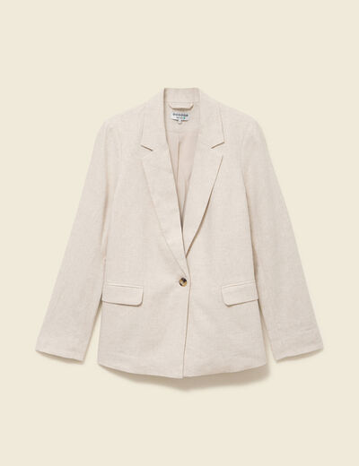Blazer manches longues col tailleur sable femme