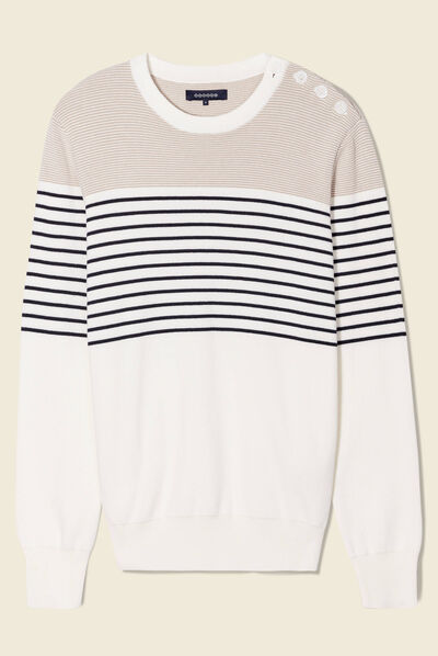 Pull manches longues ecru homme