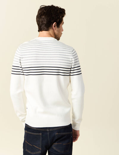 Pull manches longues ecru homme