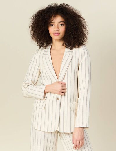 Veste blazer manches longues blanc femme